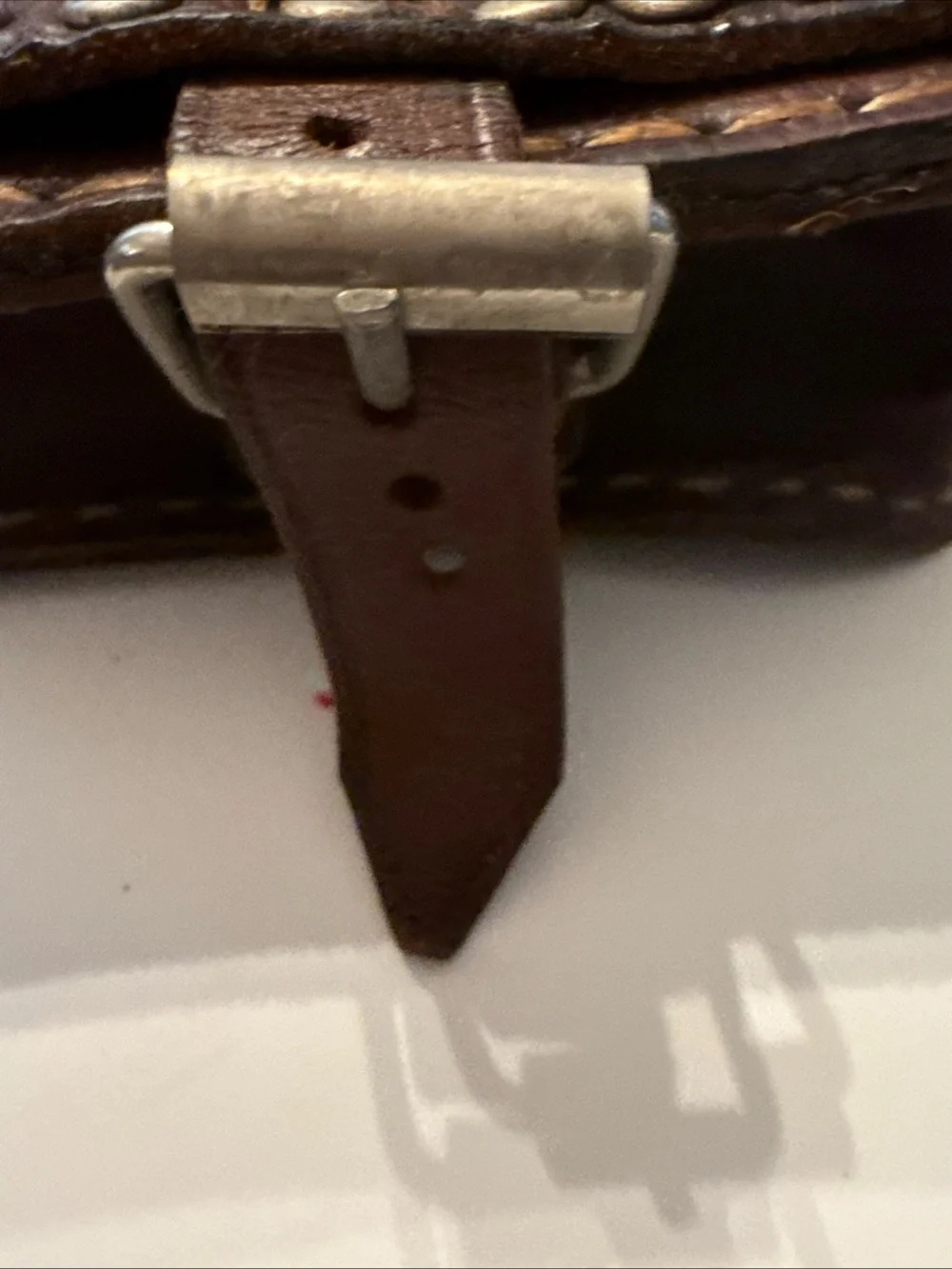 Vintage Moroccan Brown Leather Crossbody Coin-Studded Bag